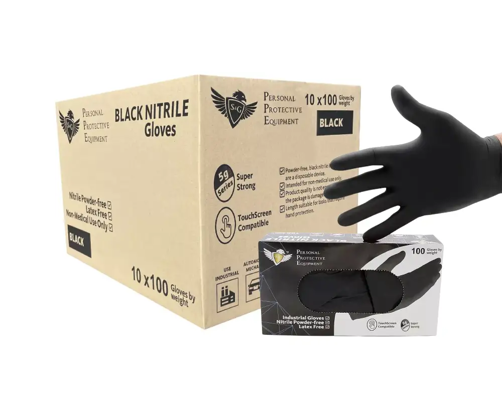 Box of 1000 NovaTekDeals black nitrile bulk gloves