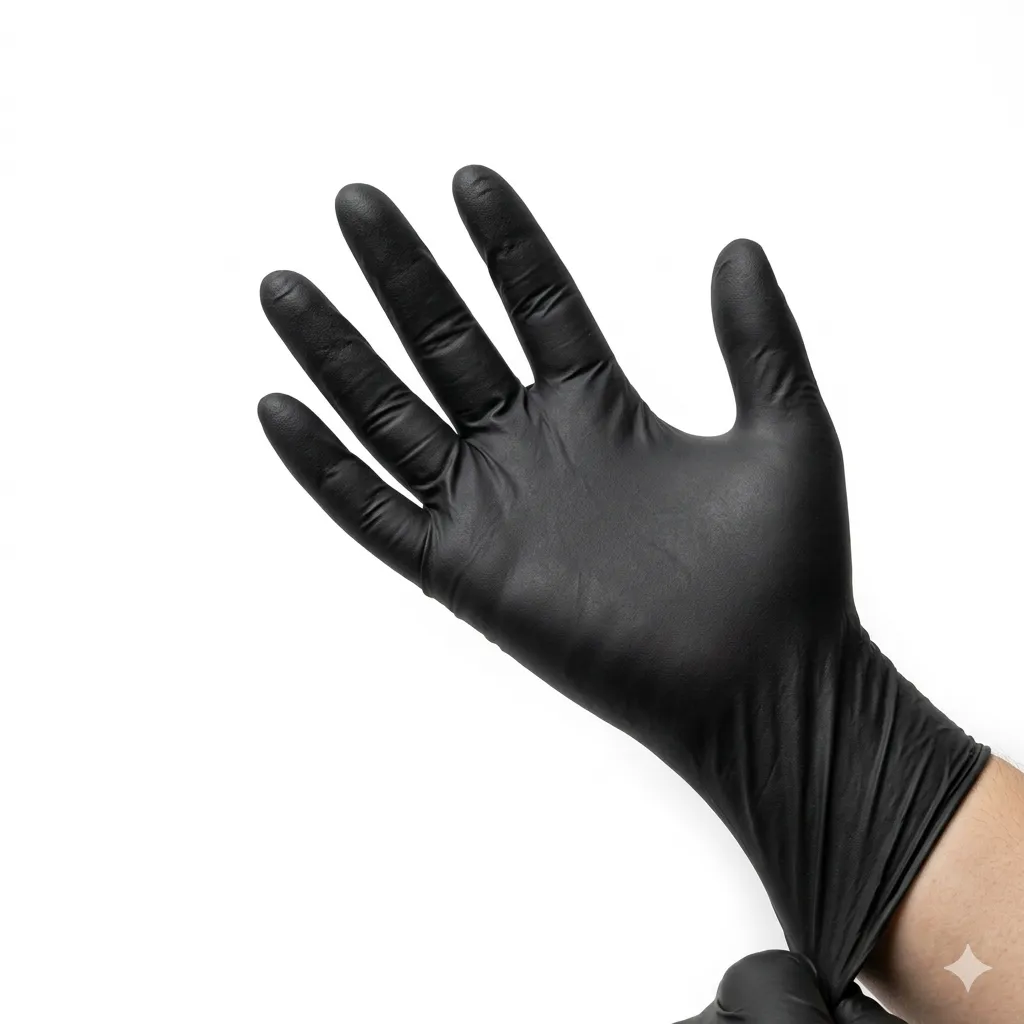 Heavy-Duty 5 Mil Black Nitrile BBQ Gloves Heavy-duty 5 mil black nitrile gloves used for smoking meat and BBQ food handling.